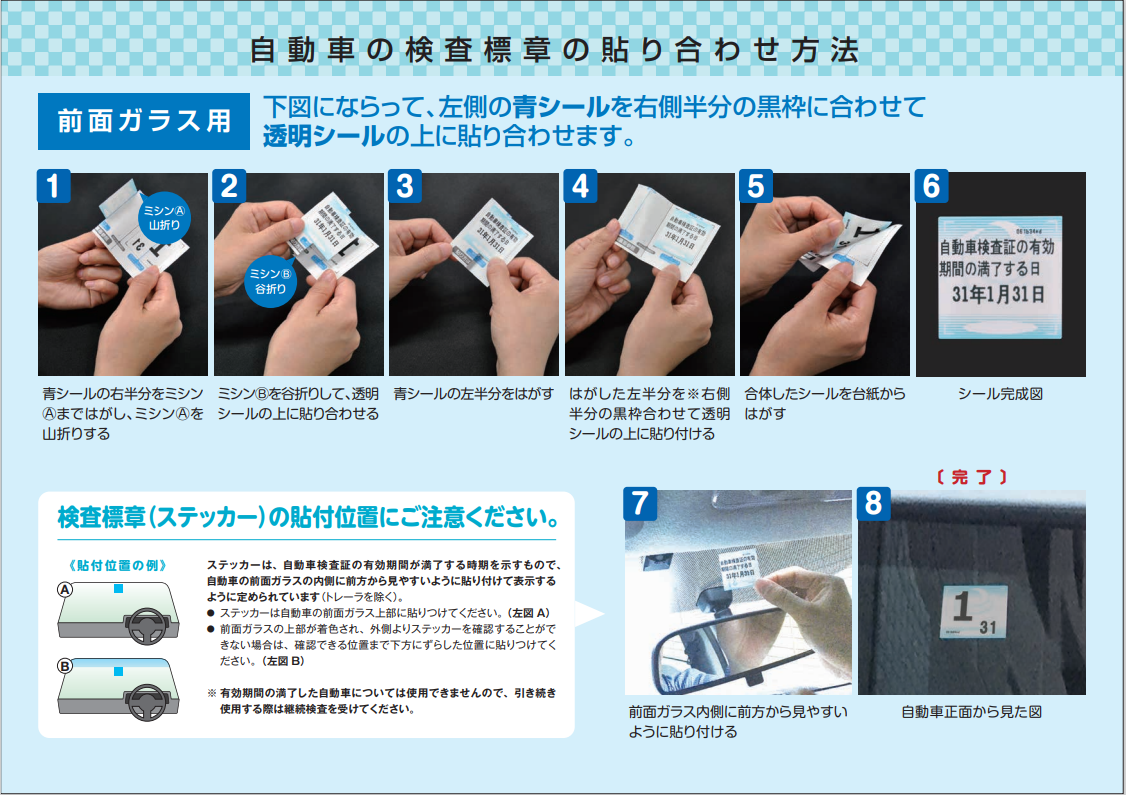 検査標章ステッカー 貼り方